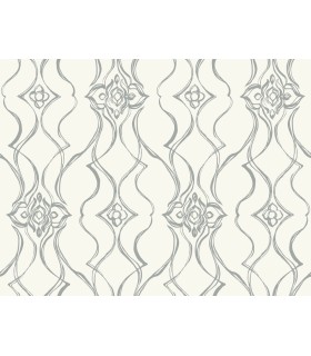 DF3373 - Pirouette White & Silver Wallpaper-Decadence 2