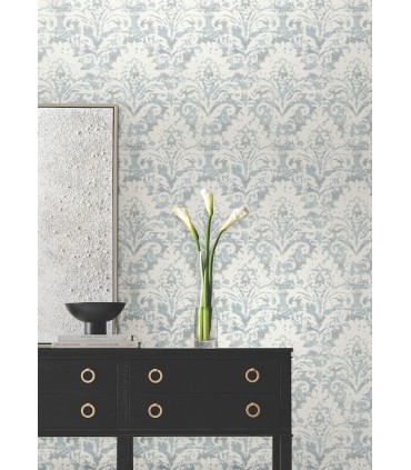 DF3335 - Velvet Crush Damask Blue & Pearl Wallpaper-Decadence 2