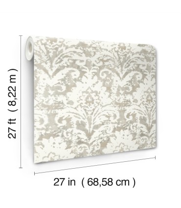 DF3333 - Velvet Crush Damask Neutral & Pearl Wallpaper-Decadence 2