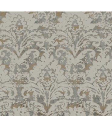 DF3331 - Velvet Crush Damask Taupe & Gold Wallpaper-Decadence 2