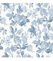 4172-27492 - Beach Rose Blue Floral Fruits Wallpaper-Sea Salt by A Street
