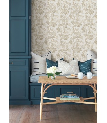 4172-27495 - Beach Rose Champagne Floral Fruits Wallpaper-Sea Salt by A Street