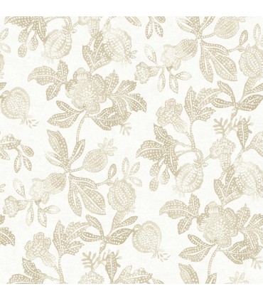 4172-27495 - Beach Rose Champagne Floral Fruits Wallpaper-Sea Salt by A Street