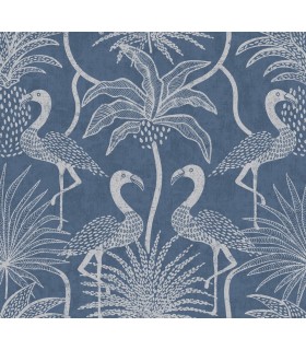 4172-82006 - Biscayne Navy Flamingo Beach Wallpaper-Sea Salt by A Street