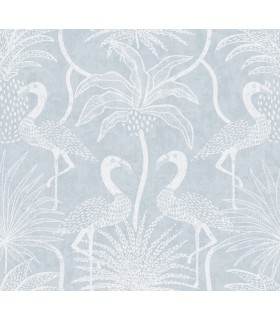 4172-82005 - Biscayne Sky Blue Flamingo Beach Wallpaper-Sea Salt by A Street