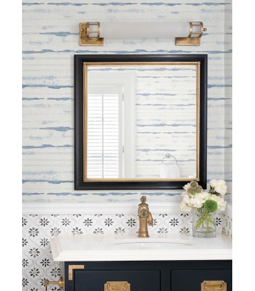 4172-27516 - Destin Blue Stripe Wallpaper-Sea Salt by A Street