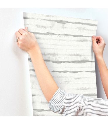 4172-27518 - Destin Grey Stripe Wallpaper-Sea Salt by A Street