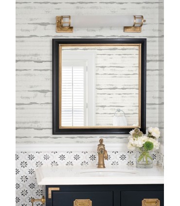 4172-27518 - Destin Grey Stripe Wallpaper-Sea Salt by A Street