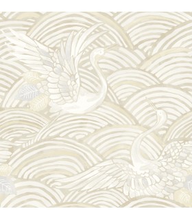 4172-27499 - Egret Neutral Tidal Dance Wallpaper-Sea Salt by A Street