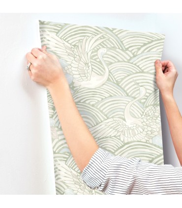 4172-27497 - Egret Sage Tidal Dance Wallpaper-Sea Salt by A Street