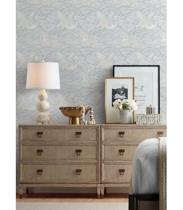 4172-27498 - Egret Sky Blue Tidal Dance Wallpaper-Sea Salt by A Street