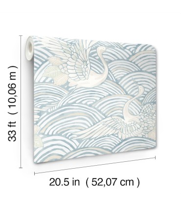 4172-27498 - Egret Sky Blue Tidal Dance Wallpaper-Sea Salt by A Street
