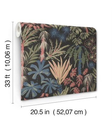 4172-27483 - Everglades Black Botanical Wallpaper-Sea Salt by A Street