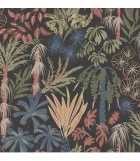 4172-27483 - Everglades Black Botanical Wallpaper-Sea Salt by A Street
