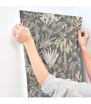 4172-27481 - Everglades Grey Botanical Wallpaper-Sea Salt by A Street