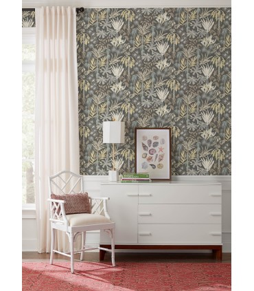 4172-27481 - Everglades Grey Botanical Wallpaper-Sea Salt by A Street