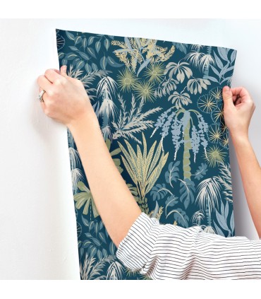 4172-27482 - Everglades Teal Botanical Wallpaper-Sea Salt by A Street