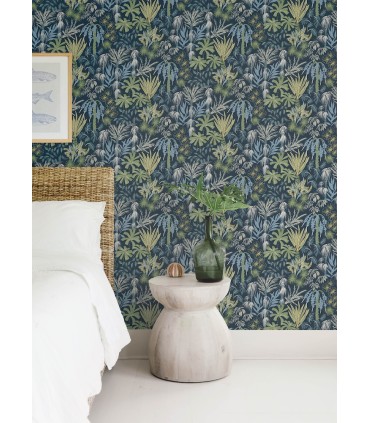 4172-27482 - Everglades Teal Botanical Wallpaper-Sea Salt by A Street
