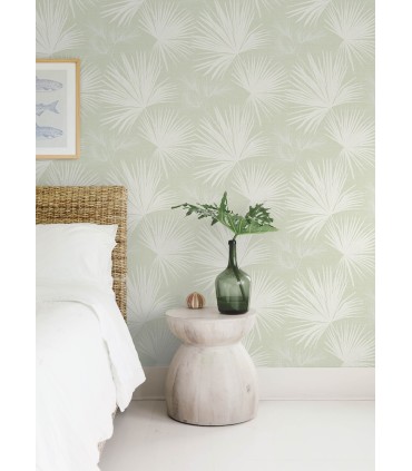 4172-27490 - Hatteras Light Green Palms Wallpaper-Sea Salt by A Street
