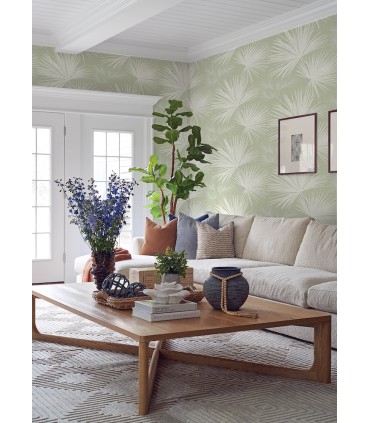 4172-27490 - Hatteras Light Green Palms Wallpaper-Sea Salt by A Street