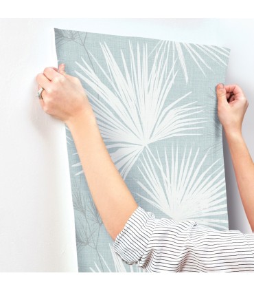 4172-27491 - Hatteras Sky Blue Palms Wallpaper-Sea Salt by A Street