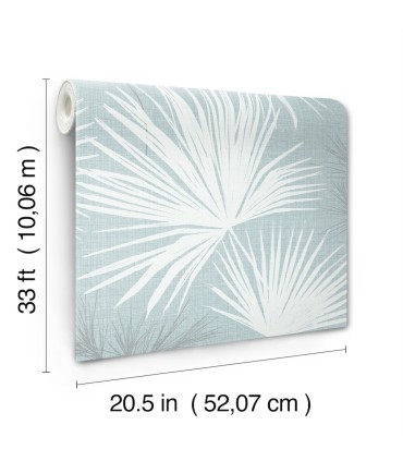 4172-27491 - Hatteras Sky Blue Palms Wallpaper-Sea Salt by A Street