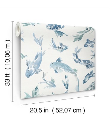 4172-27500 - Koi Blue Fish Wallpaper-Sea Salt by A Street