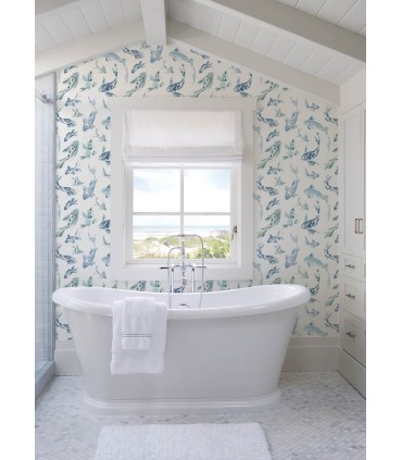 4172-27500 - Koi Blue Fish Wallpaper-Sea Salt by A Street