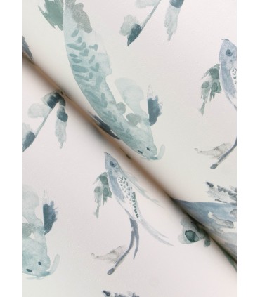 4172-27500 - Koi Blue Fish Wallpaper-Sea Salt by A Street