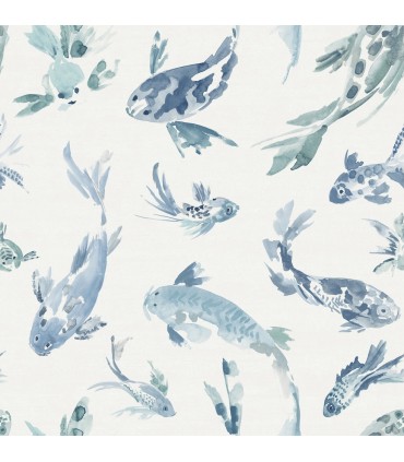 4172-27500 - Koi Blue Fish Wallpaper-Sea Salt by A Street