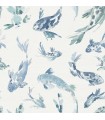 4172-27500 - Koi Blue Fish Wallpaper-Sea Salt by A Street