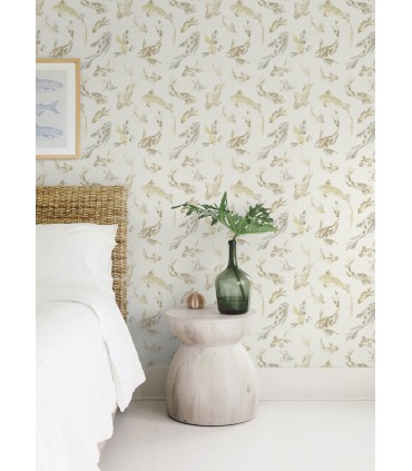 4172-27501 - Koi Metallic Fish Wallpaper-Sea Salt by A Street