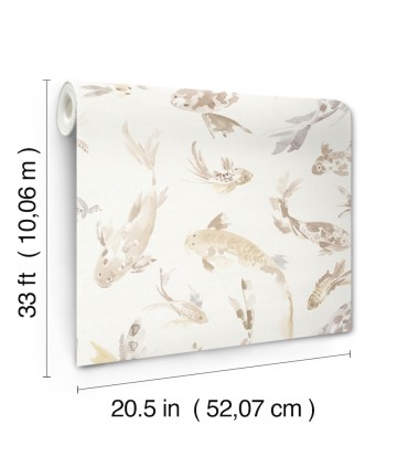 4172-27501 - Koi Metallic Fish Wallpaper-Sea Salt by A Street