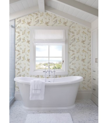 4172-27501 - Koi Metallic Fish Wallpaper-Sea Salt by A Street