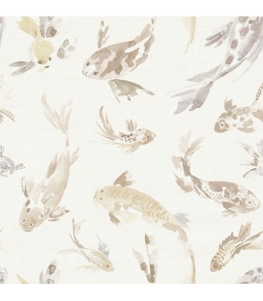 4172-27501 - Koi Metallic Fish Wallpaper-Sea Salt by A Street