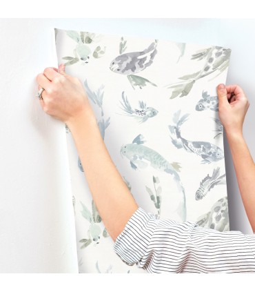 4172-27502 - Koi Seafoam Fish Wallpaper-Sea Salt by A Street