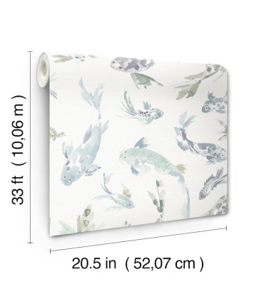 4172-27502 - Koi Seafoam Fish Wallpaper-Sea Salt by A Street