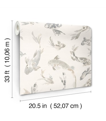 4172-27503 - Koi Stone Fish Wallpaper-Sea Salt by A Street