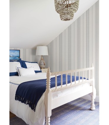 4172-27486 - Navarres Stripe Charcoal Faux Linen Wallpaper-Sea Salt by A Street