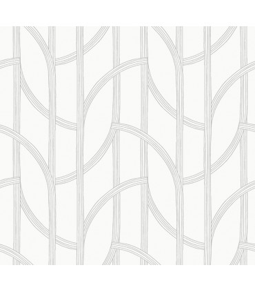 4172-82011 - Salvo Silver Curved Contours Wallpaper-Sea Salt by A Street