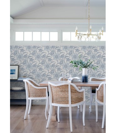 4172-27512 - Star Flower Blue Floral Trail Wallpaper-Sea Salt by A Street
