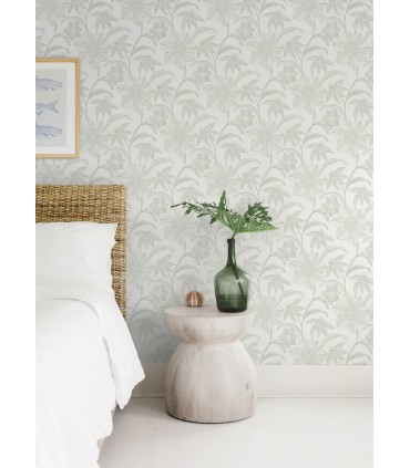 4172-27513 - Star Flower Light Green Floral Trail Wallpaper-Sea Salt by A Street