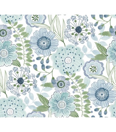 ZM2892 - Artistic Bouquet Alpine & Leaf Wallpaper-Artisan Studio