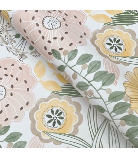 ZM2895 - Artistic Bouquet Coral & Lemon Wallpaper-Artisan Studio