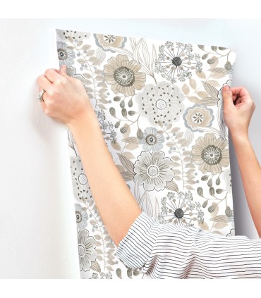ZM2894 - Artistic Bouquet Neutral Wallpaper-Artisan Studio