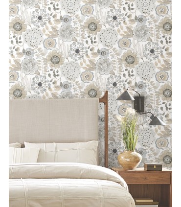 ZM2894 - Artistic Bouquet Neutral Wallpaper-Artisan Studio