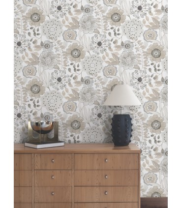 ZM2894 - Artistic Bouquet Neutral Wallpaper-Artisan Studio