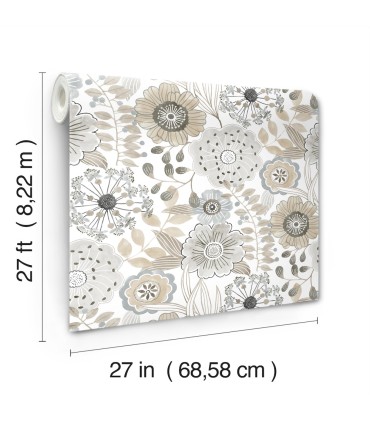 ZM2894 - Artistic Bouquet Neutral Wallpaper-Artisan Studio