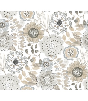 ZM2894 - Artistic Bouquet Neutral Wallpaper-Artisan Studio