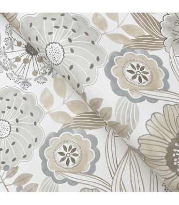 ZM2894 - Artistic Bouquet Neutral Wallpaper-Artisan Studio
